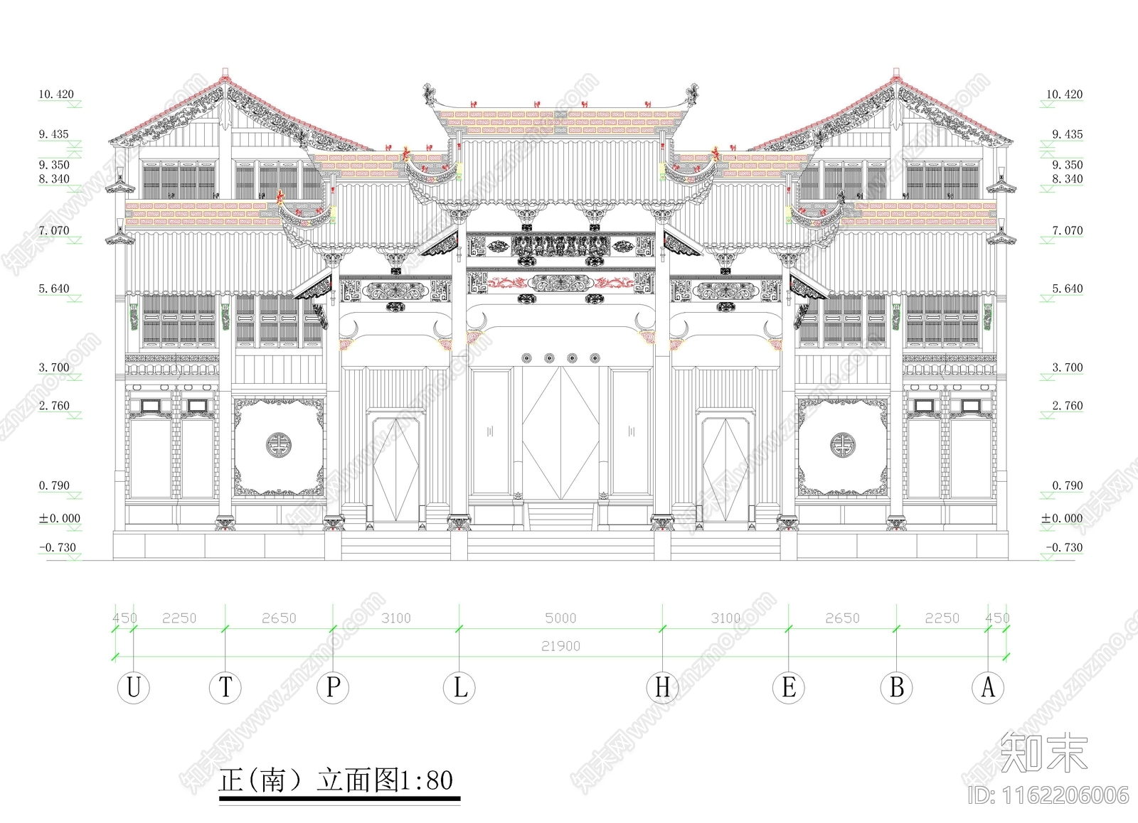 徽派建筑三进院落CA施工图下载【ID:1162206006】