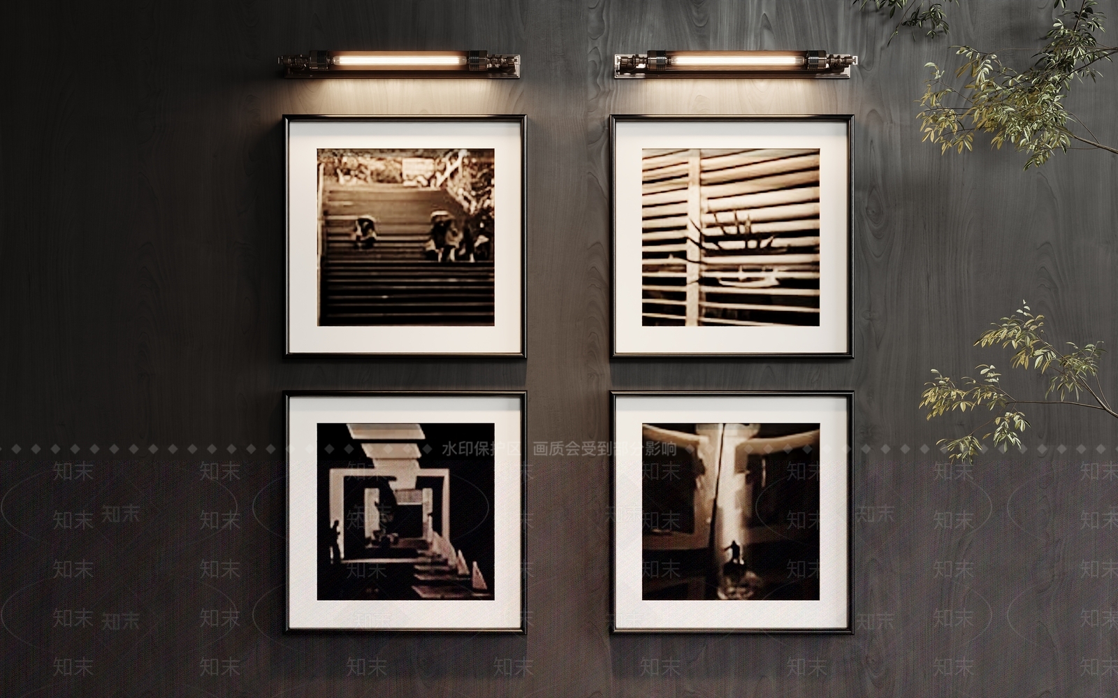 现代黑白复古装饰画SU模型下载【ID:1162205665】