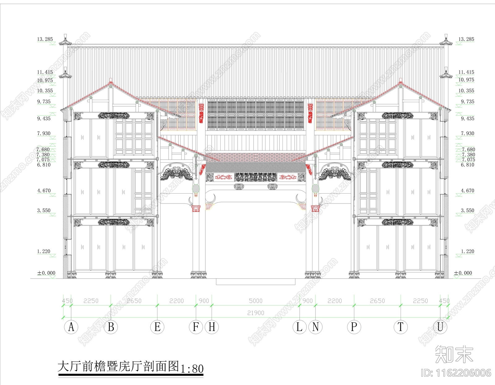 徽派建筑三进院落CA施工图下载【ID:1162206006】