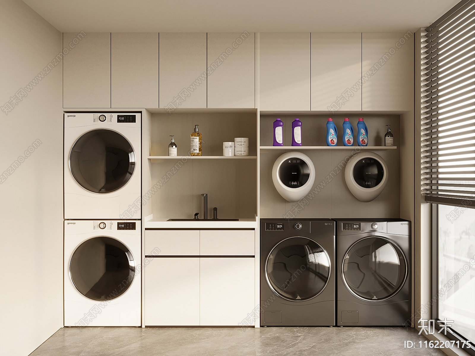 现代洗衣房洗衣间3D模型下载【ID:1162207175】