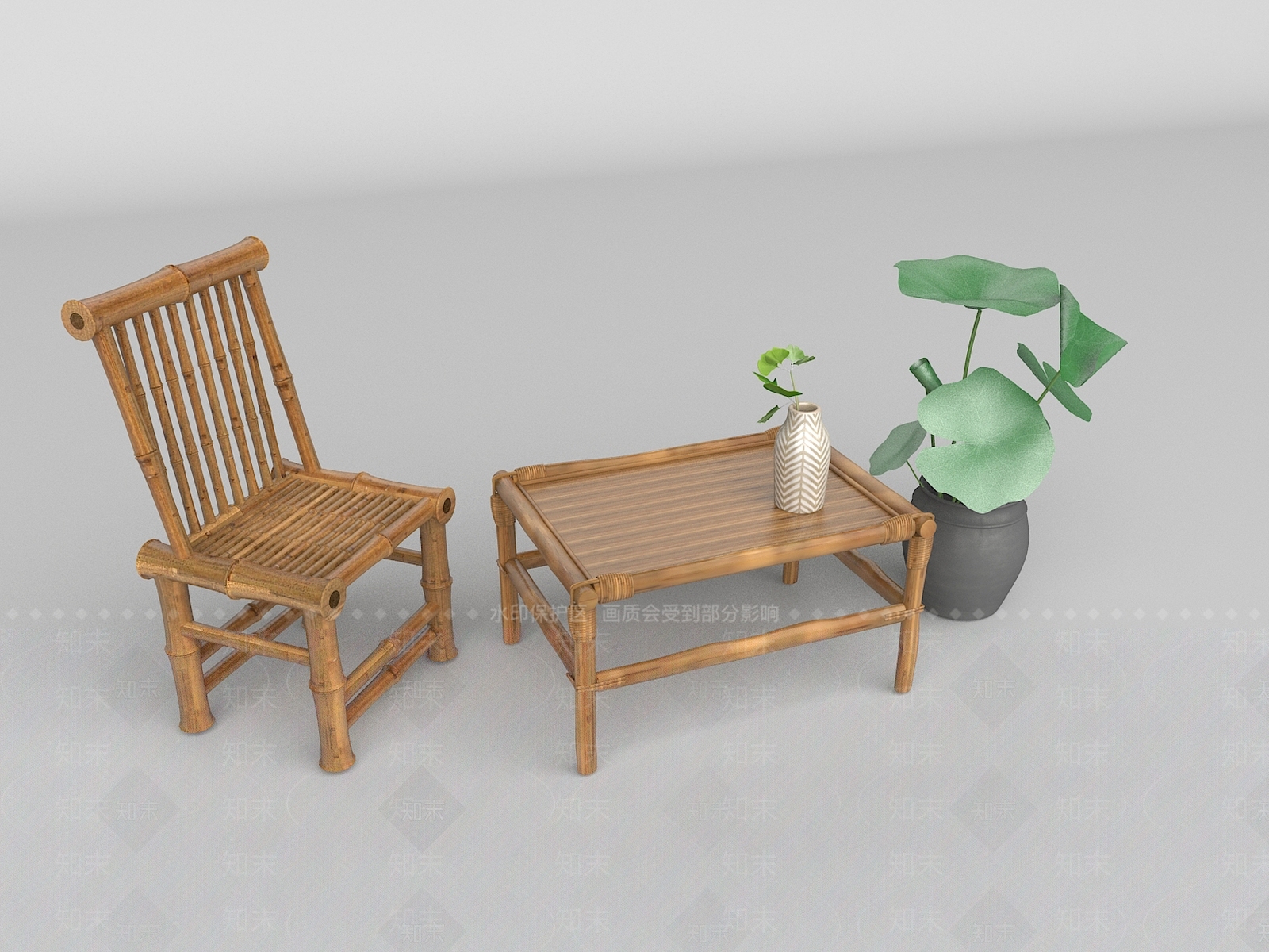 竹椅3D模型下载【ID:1162207389】