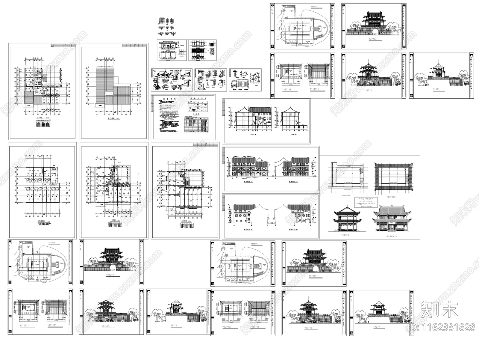 收集各类常用亭子详图施工图下载【ID:1162331828】