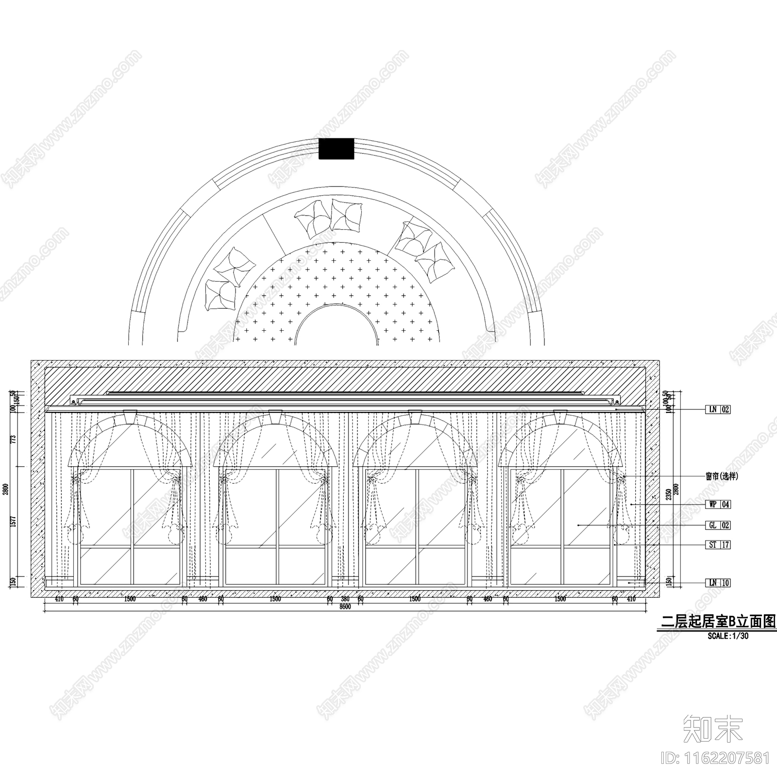 欧式上千家三层别墅室内家装cad施工图下载【ID:1162207581】