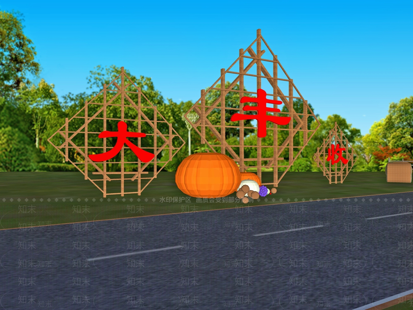 现代乡村道路景观SU模型下载【ID:1162207874】