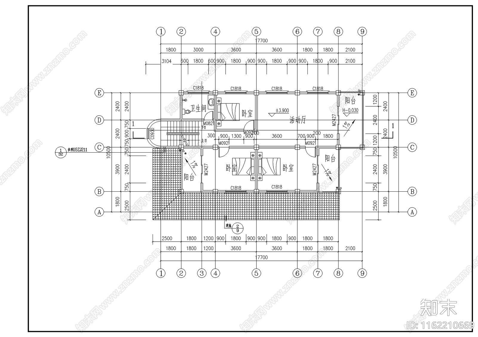 农村住宅别墅型cad施工图下载【ID:1162210669】