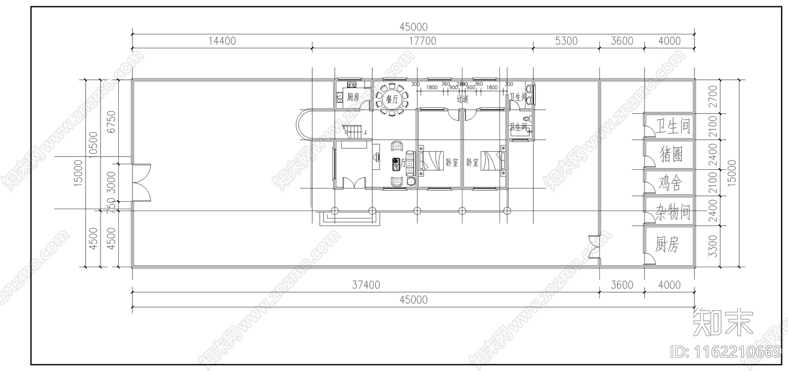 农村住宅别墅型cad施工图下载【ID:1162210669】