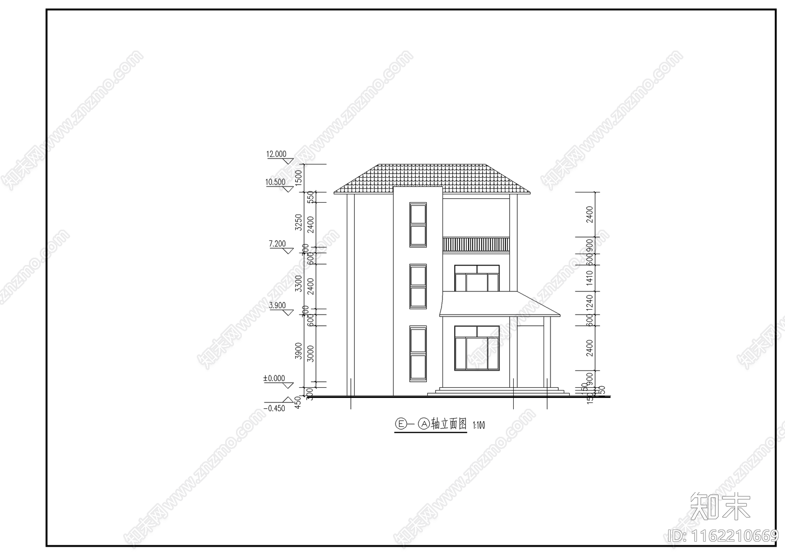 农村住宅别墅型cad施工图下载【ID:1162210669】