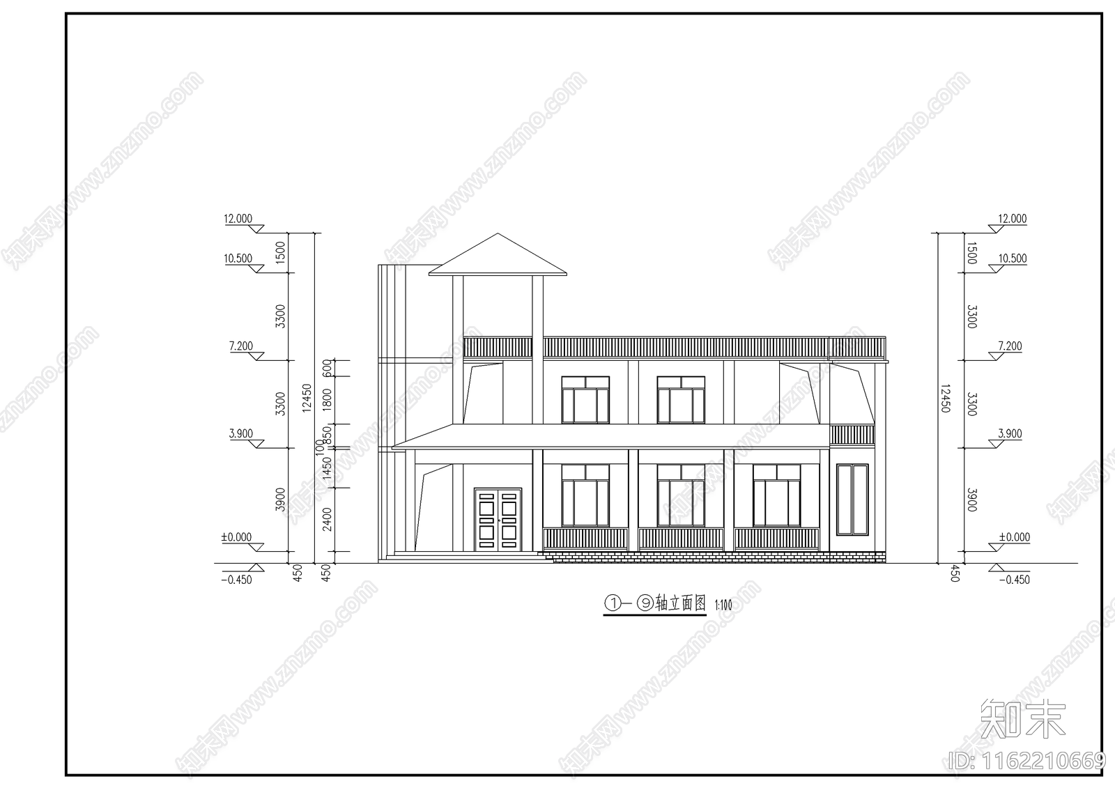 农村住宅别墅型cad施工图下载【ID:1162210669】