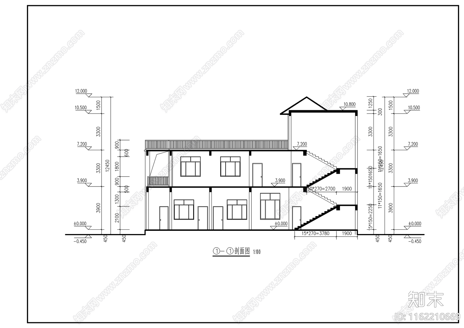 农村住宅别墅型cad施工图下载【ID:1162210669】