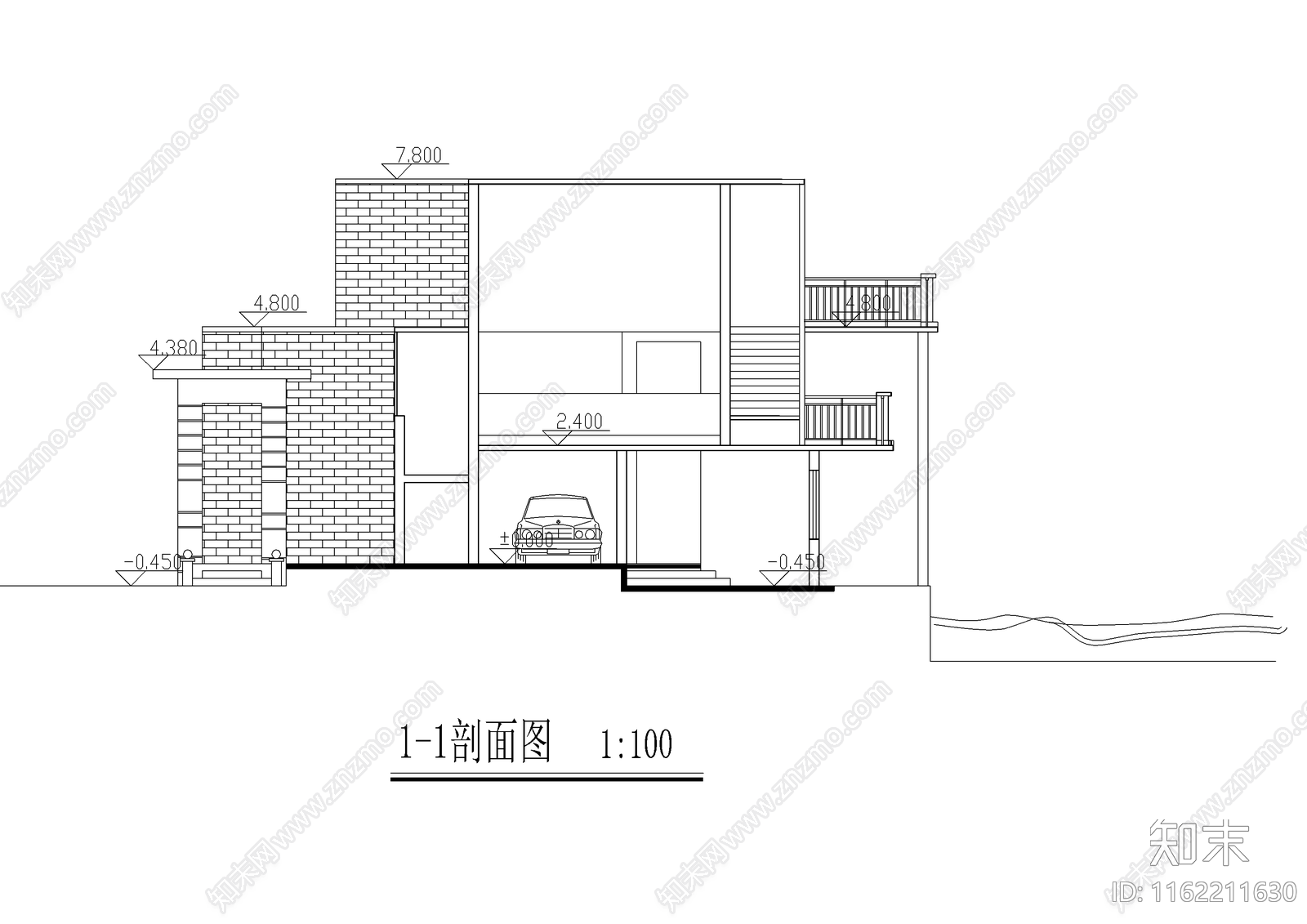 现代水体别墅cad施工图下载【ID:1162211630】