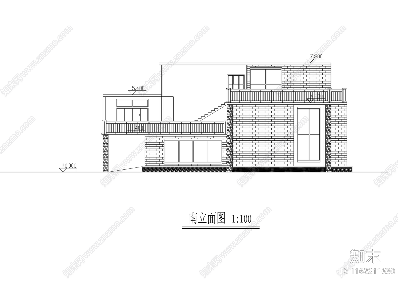 现代水体别墅cad施工图下载【ID:1162211630】