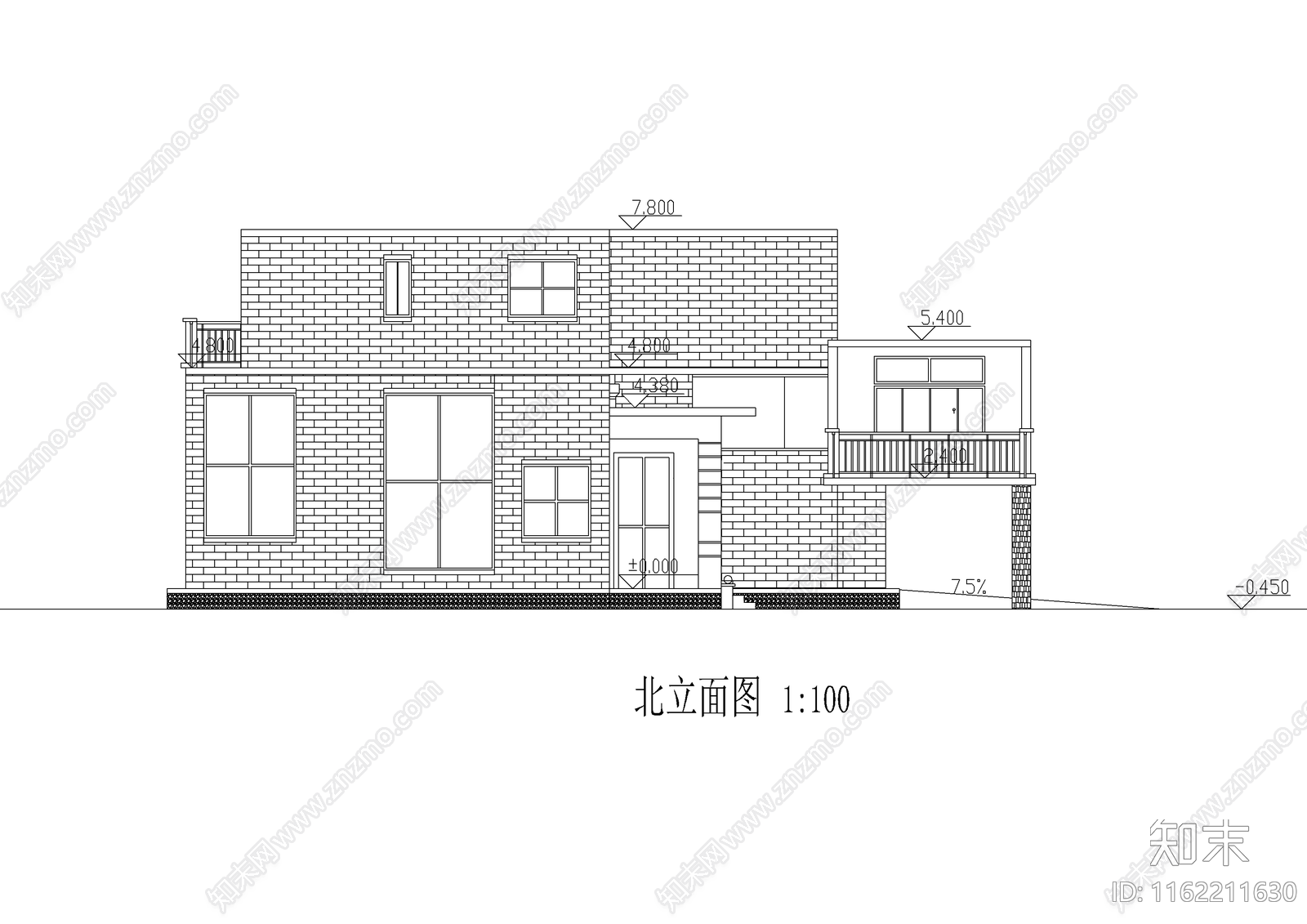 现代水体别墅cad施工图下载【ID:1162211630】