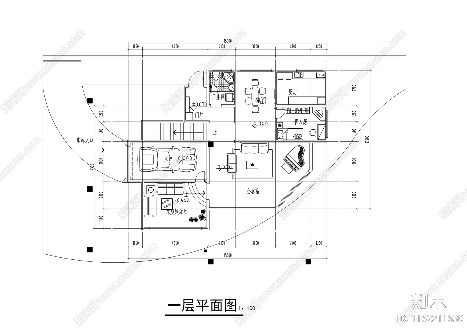 现代水体别墅cad施工图下载【ID:1162211630】