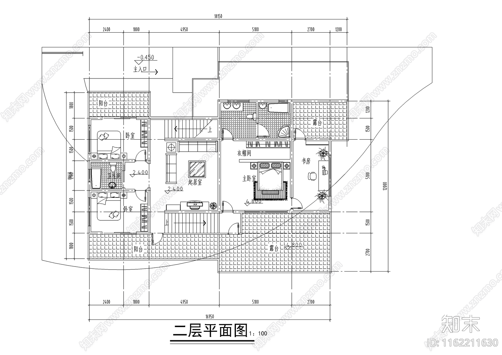 现代水体别墅cad施工图下载【ID:1162211630】