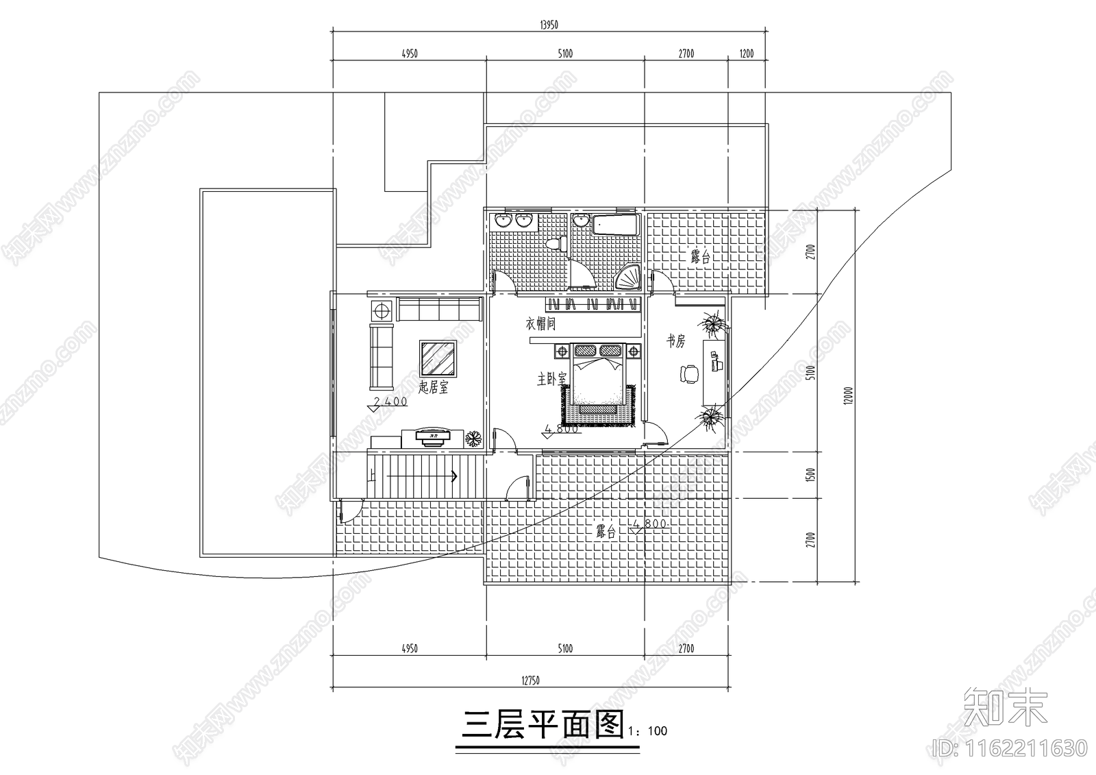 现代水体别墅cad施工图下载【ID:1162211630】