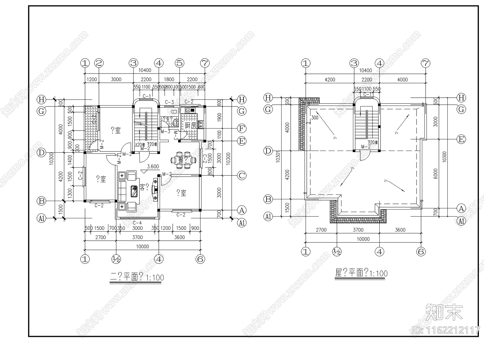 别墅建筑结构设计cad施工图下载【ID:1162212117】