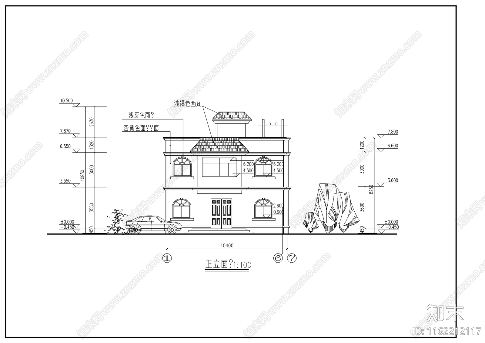 别墅建筑结构设计cad施工图下载【ID:1162212117】