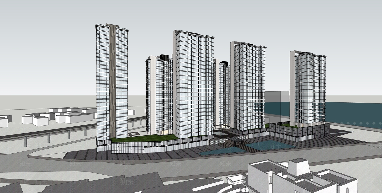 居住小区建筑SU模型下载【ID:1162212612】