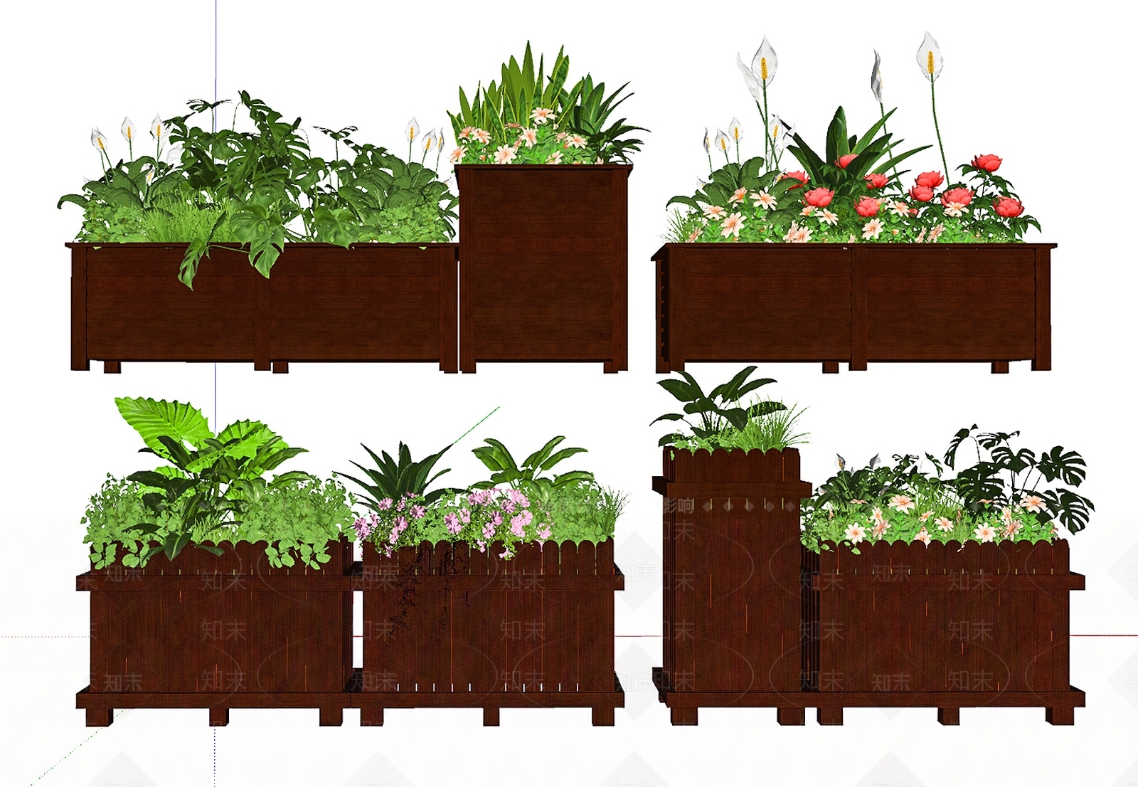 防腐木花箱SU模型下载【ID:1162213082】