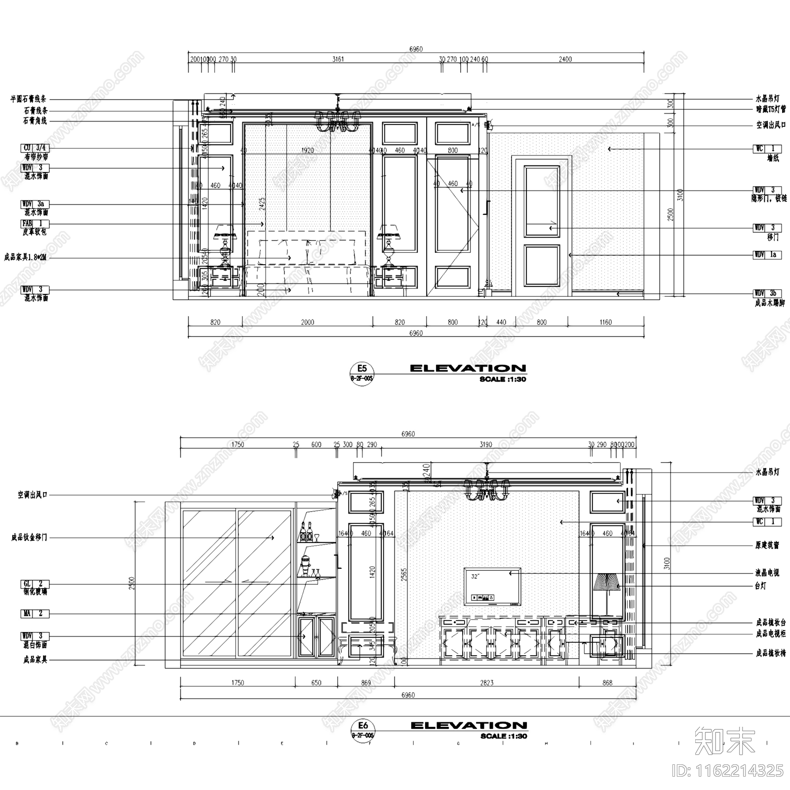 中式新中式辛庄二层别墅室内家装cad施工图下载【ID:1162214325】