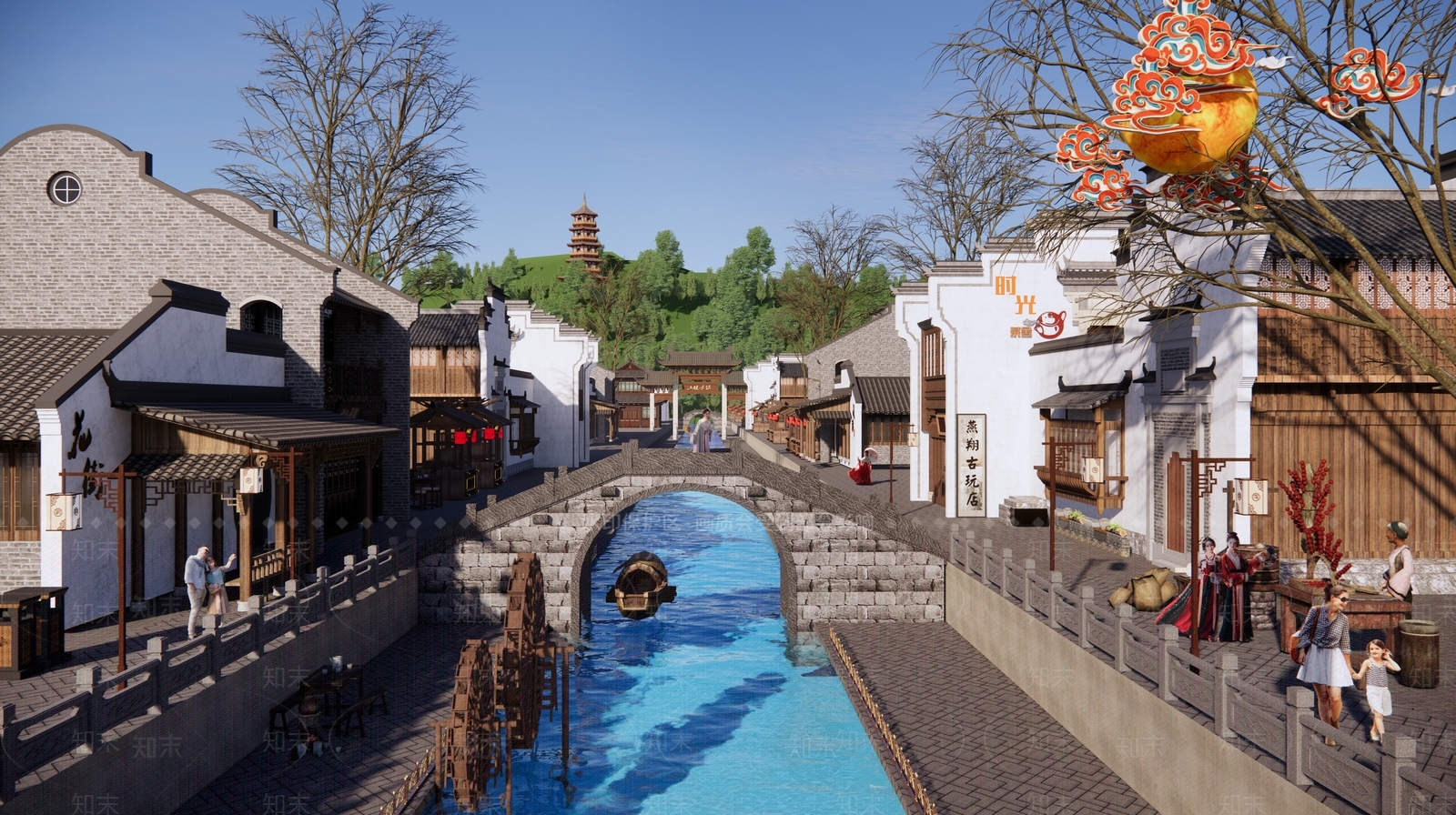 中式明清古城古镇SU模型下载【ID:1162214434】