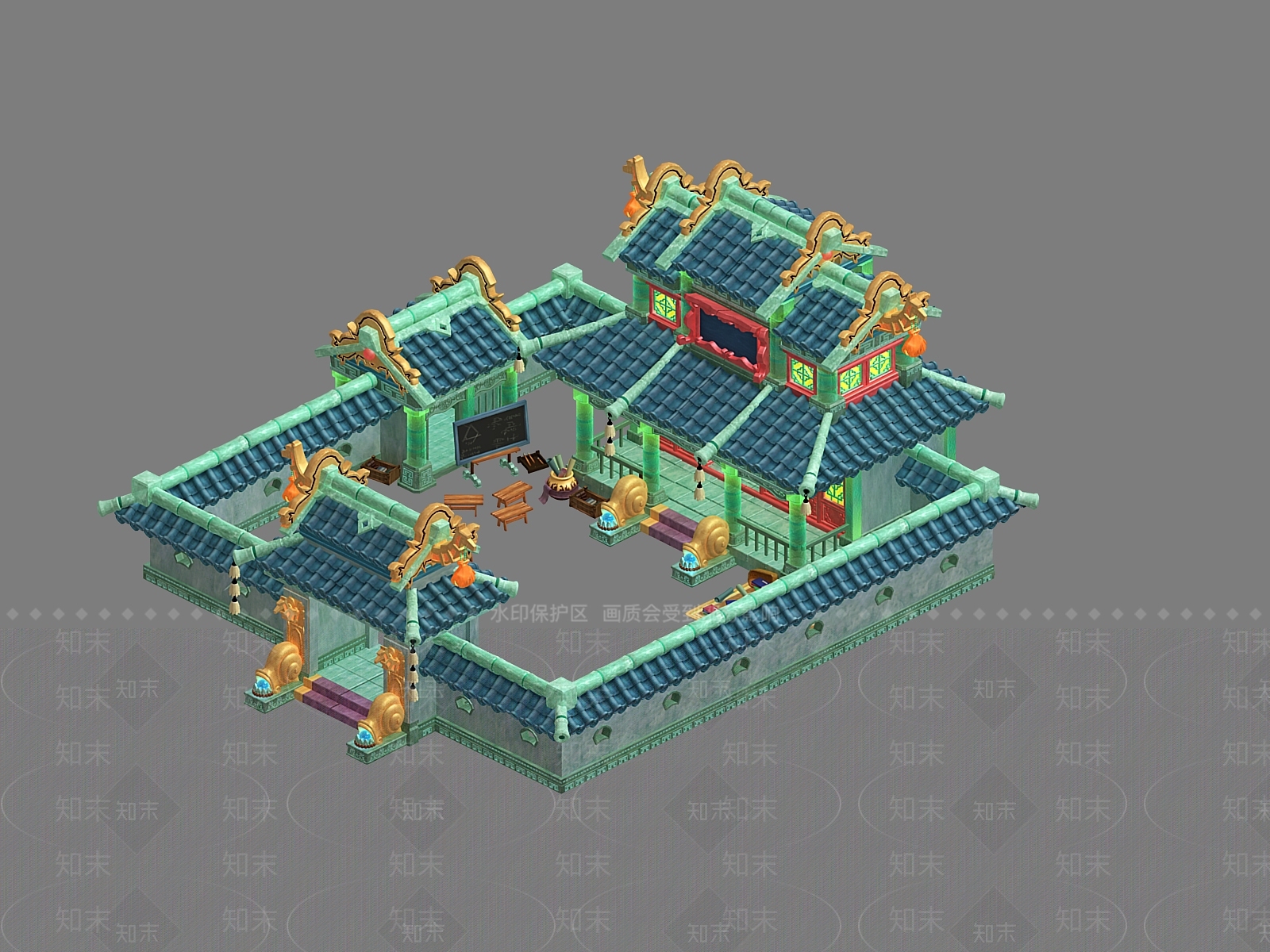 卡通中式建筑3D模型下载【ID:1162214728】