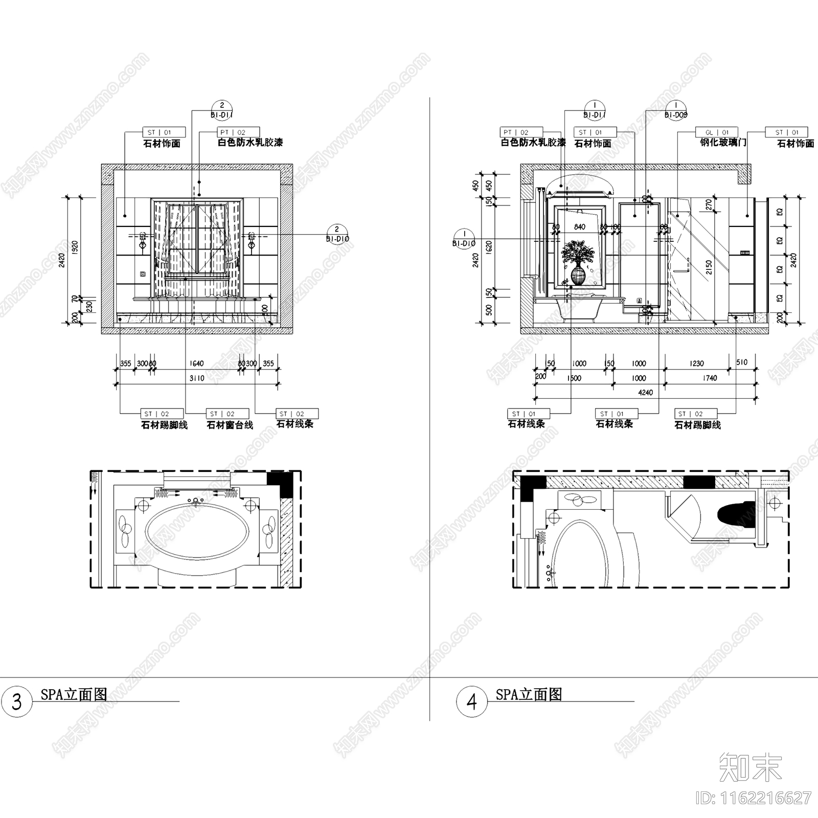 欧式青岛山水太和月光二层别墅室内家装cad施工图下载【ID:1162216627】