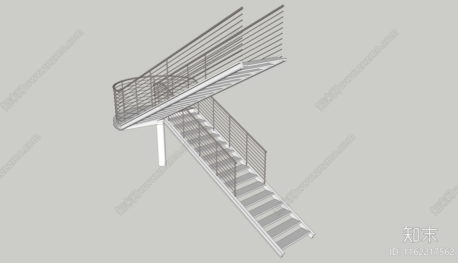 现代旋转扶手楼梯SU模型下载【ID:1162217562】