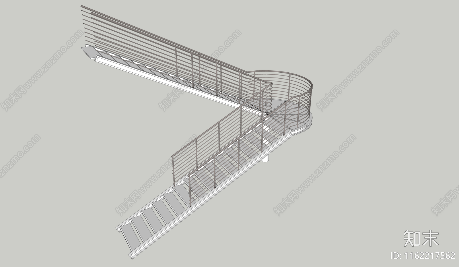 现代旋转扶手楼梯SU模型下载【ID:1162217562】