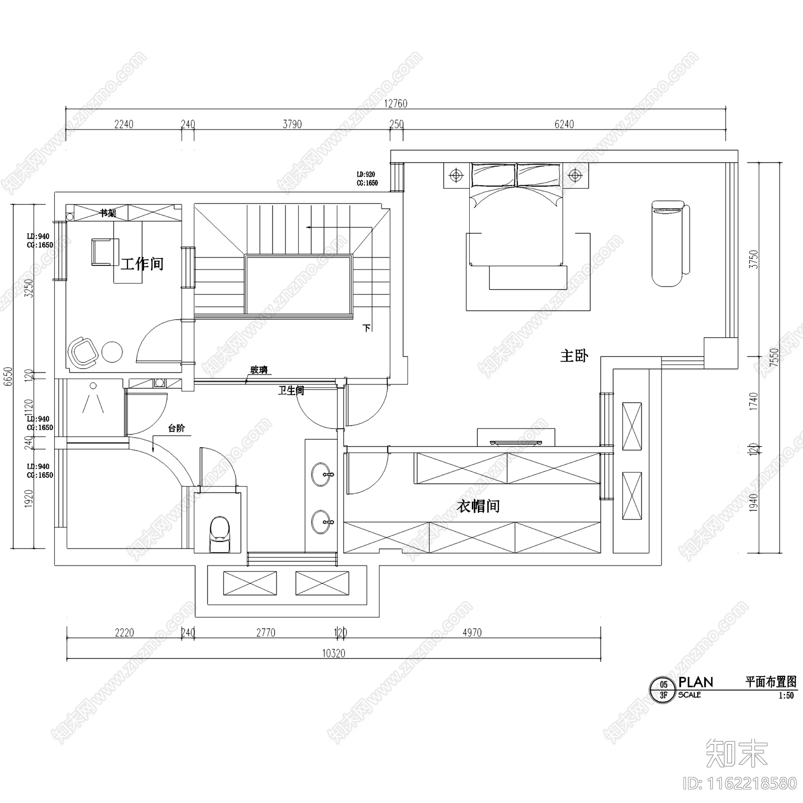 美式简约瑞景国际三层别墅室内家装cad施工图下载【ID:1162218580】