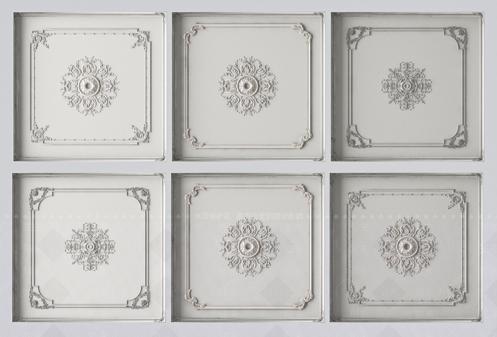 法式天花吊顶石膏雕花线条3D模型下载【ID:1162218765】