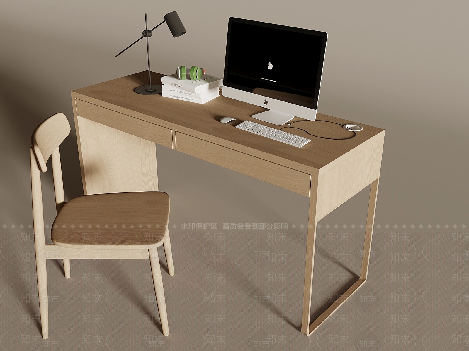 中古风电脑桌椅SU模型下载【ID:1162221882】