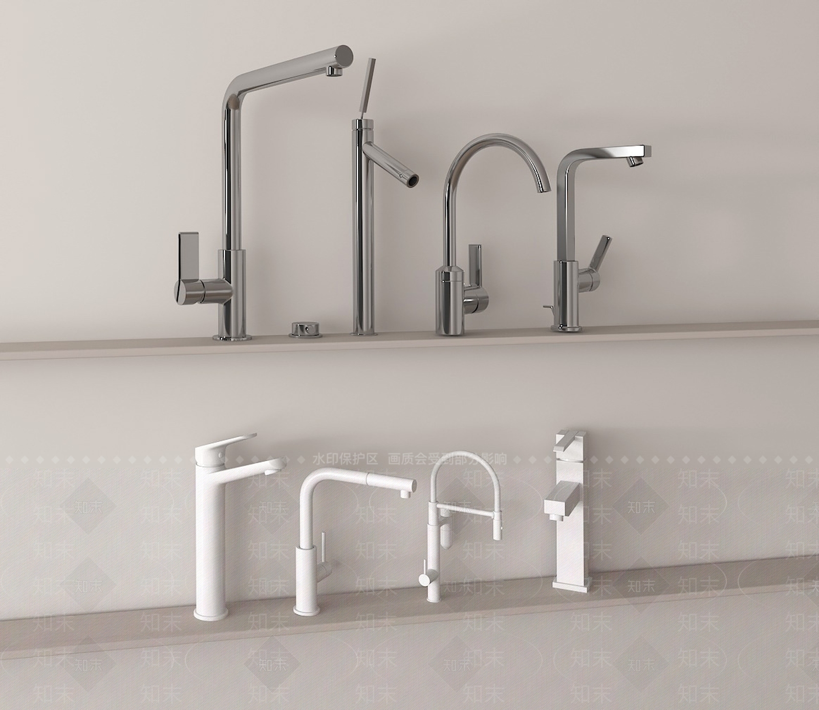 现代水龙头组合3D模型下载【ID:1162221859】
