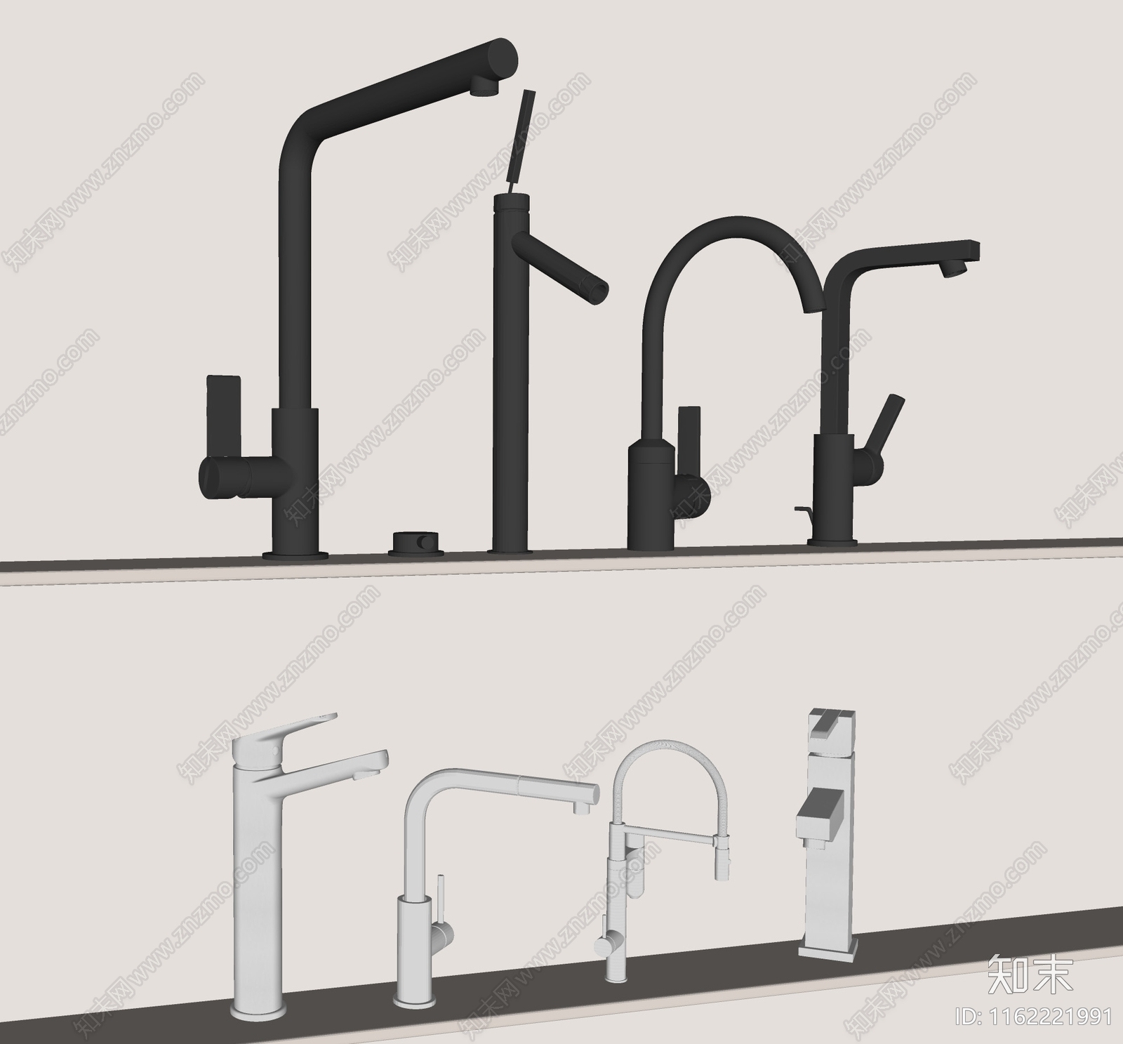 现代水龙头组合SU模型下载【ID:1162221991】