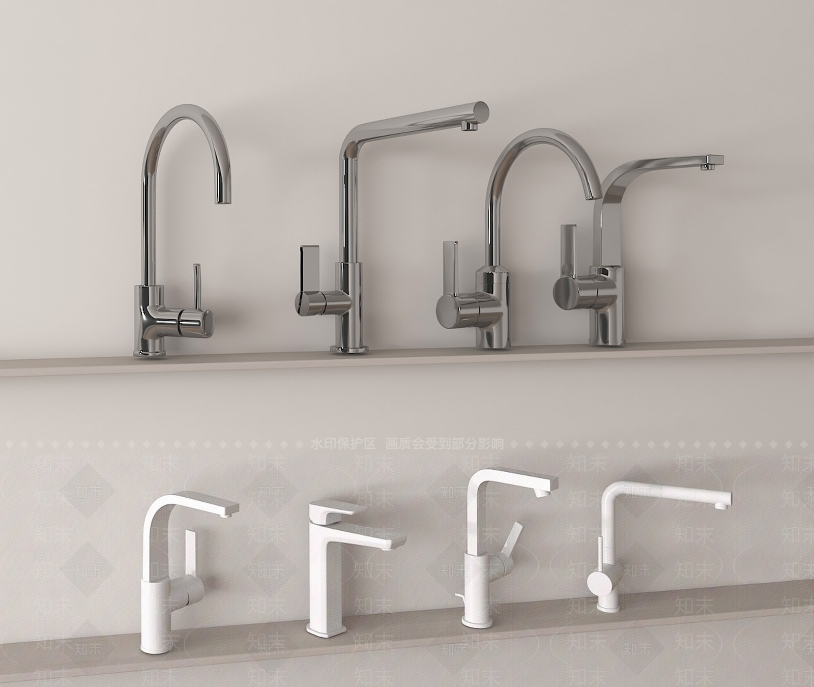 现代水龙头组合3D模型下载【ID:1162221949】