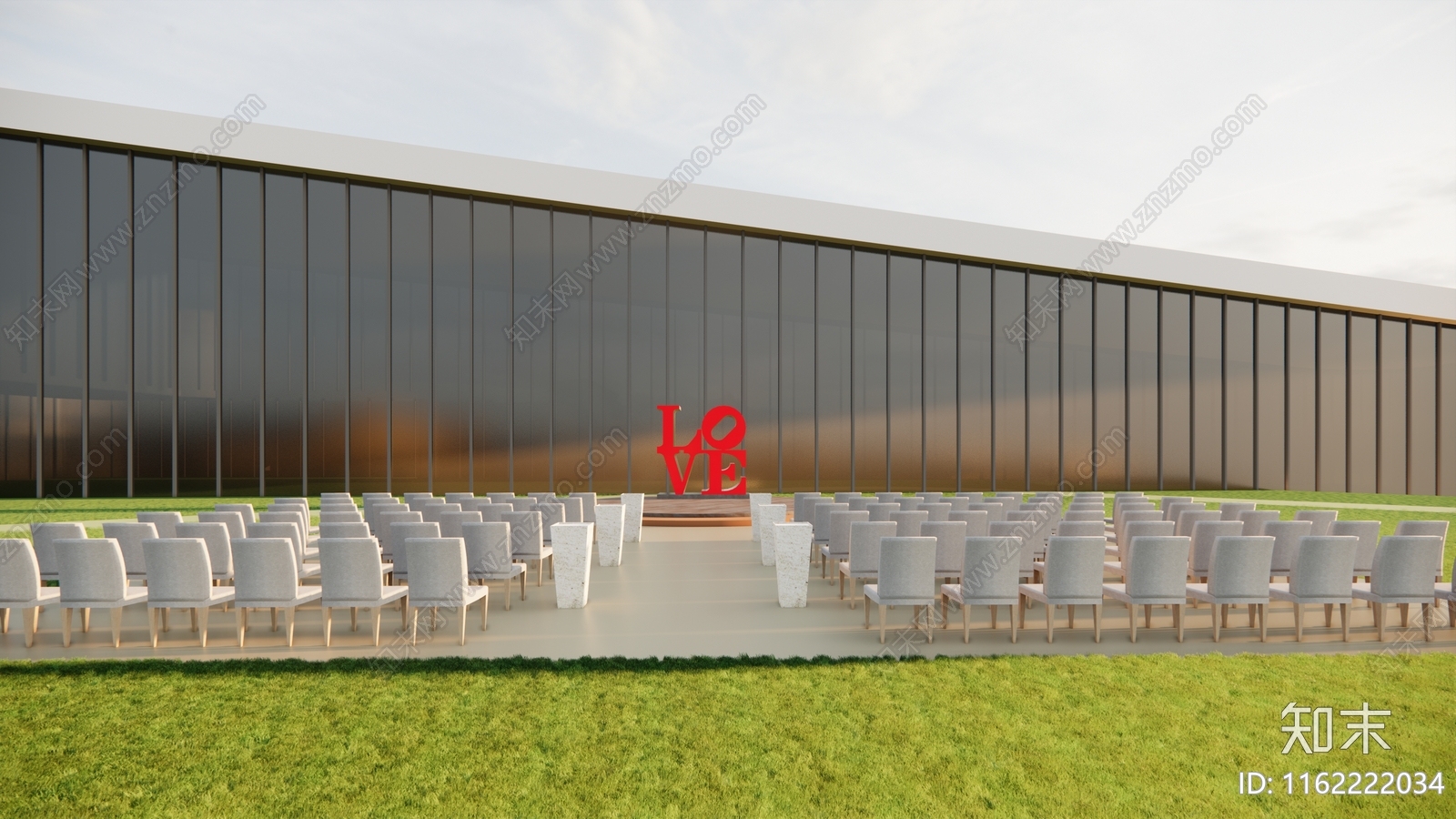 酒店户外草坪婚礼美陈SU模型下载【ID:1162222034】