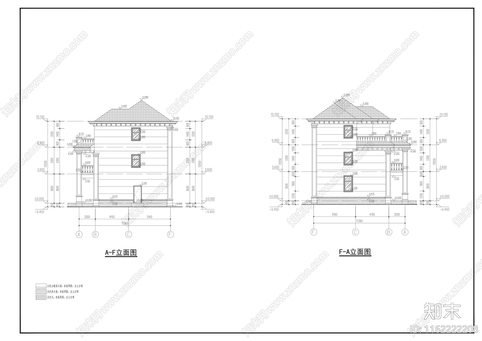 13x11m三层欧式别墅建cad施工图下载【ID:1162222208】