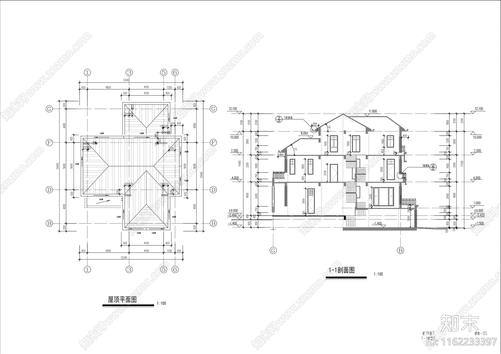 新中式三层别cad施工图下载【ID:1162233397】