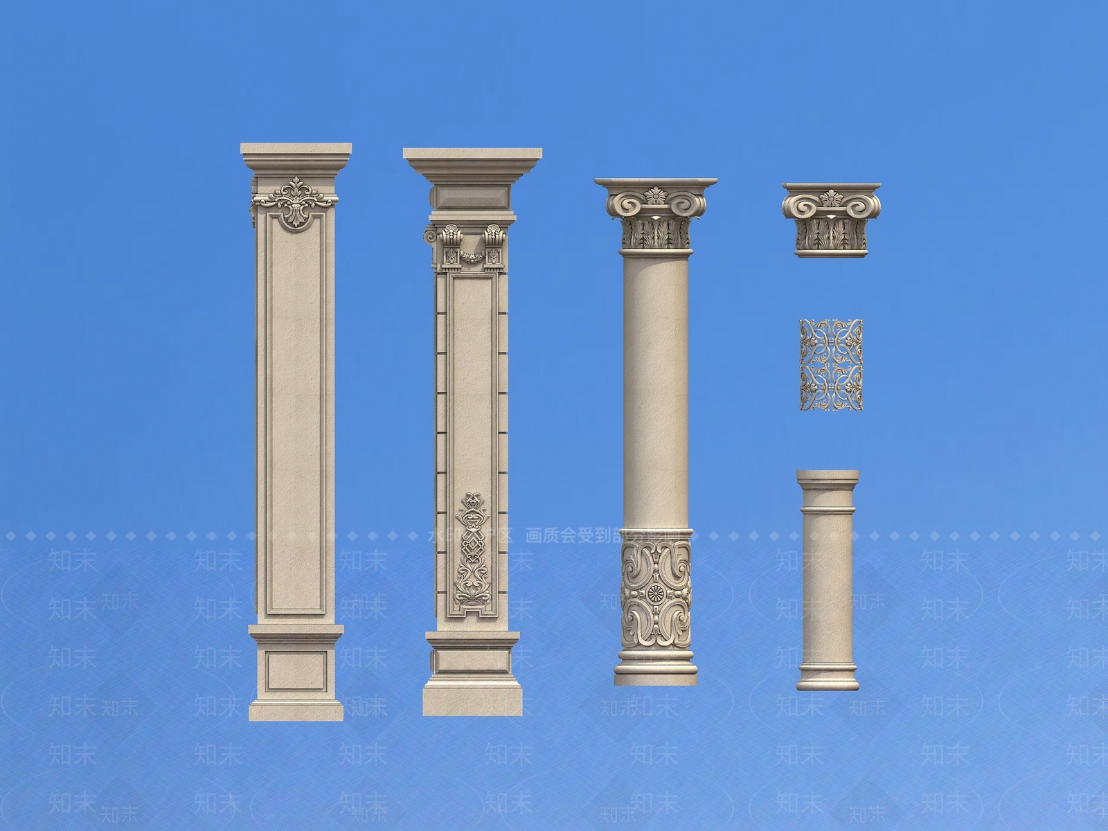 欧式别墅柱子柱头3D模型下载【ID:1162241517】
