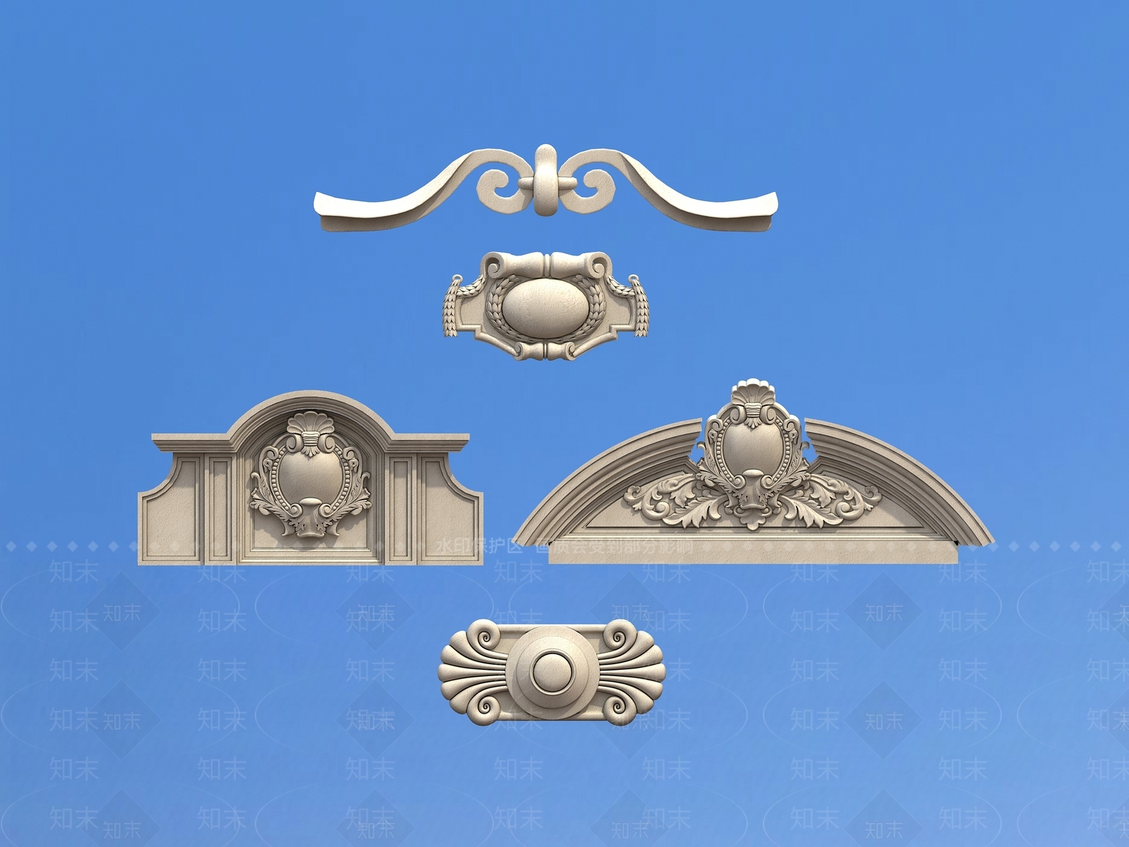 别墅门头造型浮雕3D模型下载【ID:1162243130】