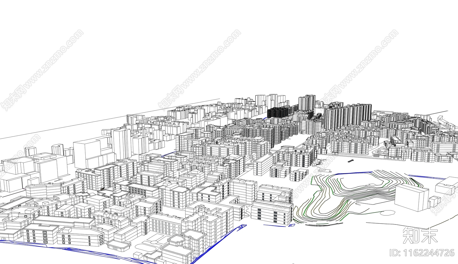 现代鸟瞰图城市规划SU模型下载【ID:1162244726】