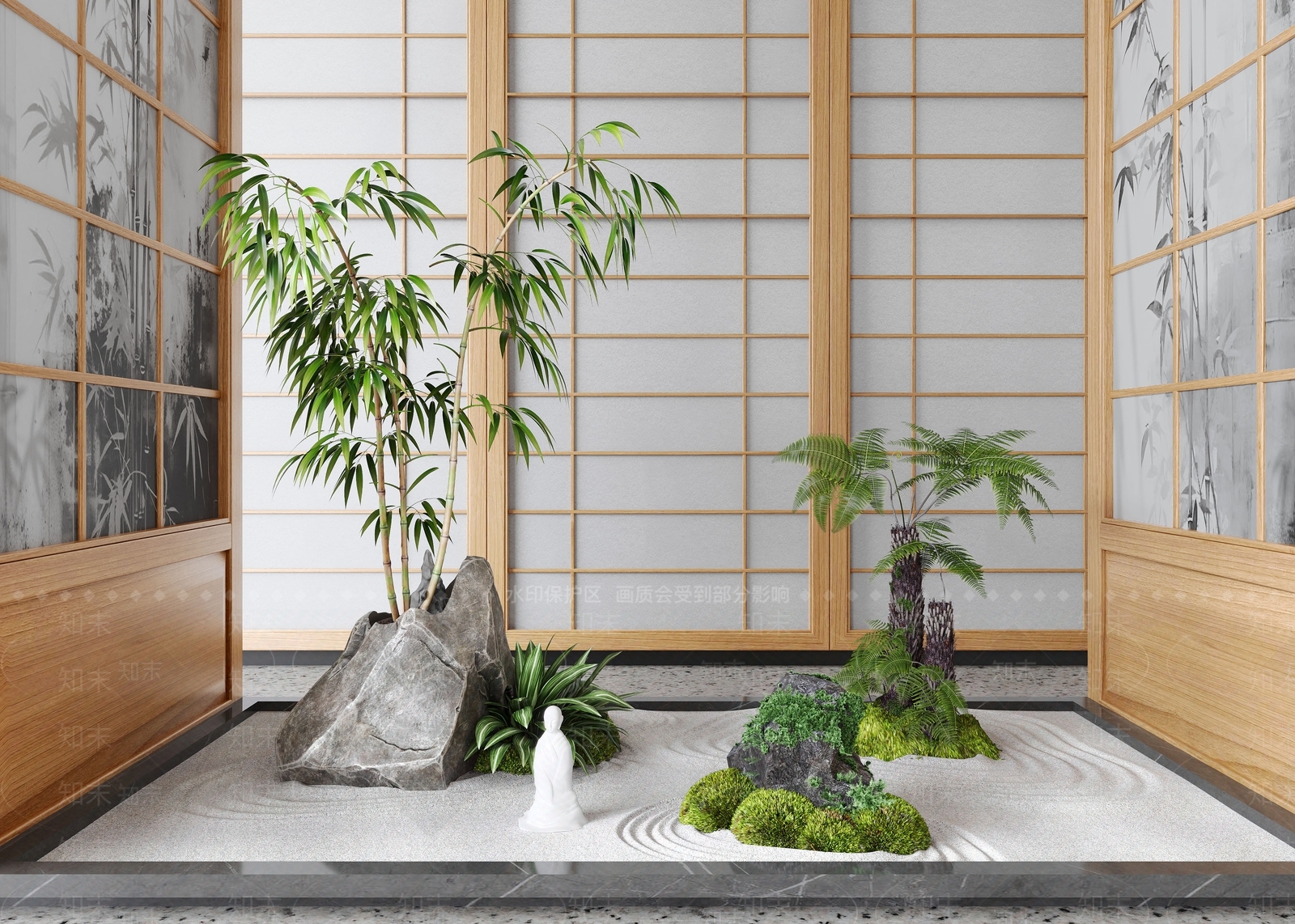 新中式室内景观3D模型下载【ID:1162246282】