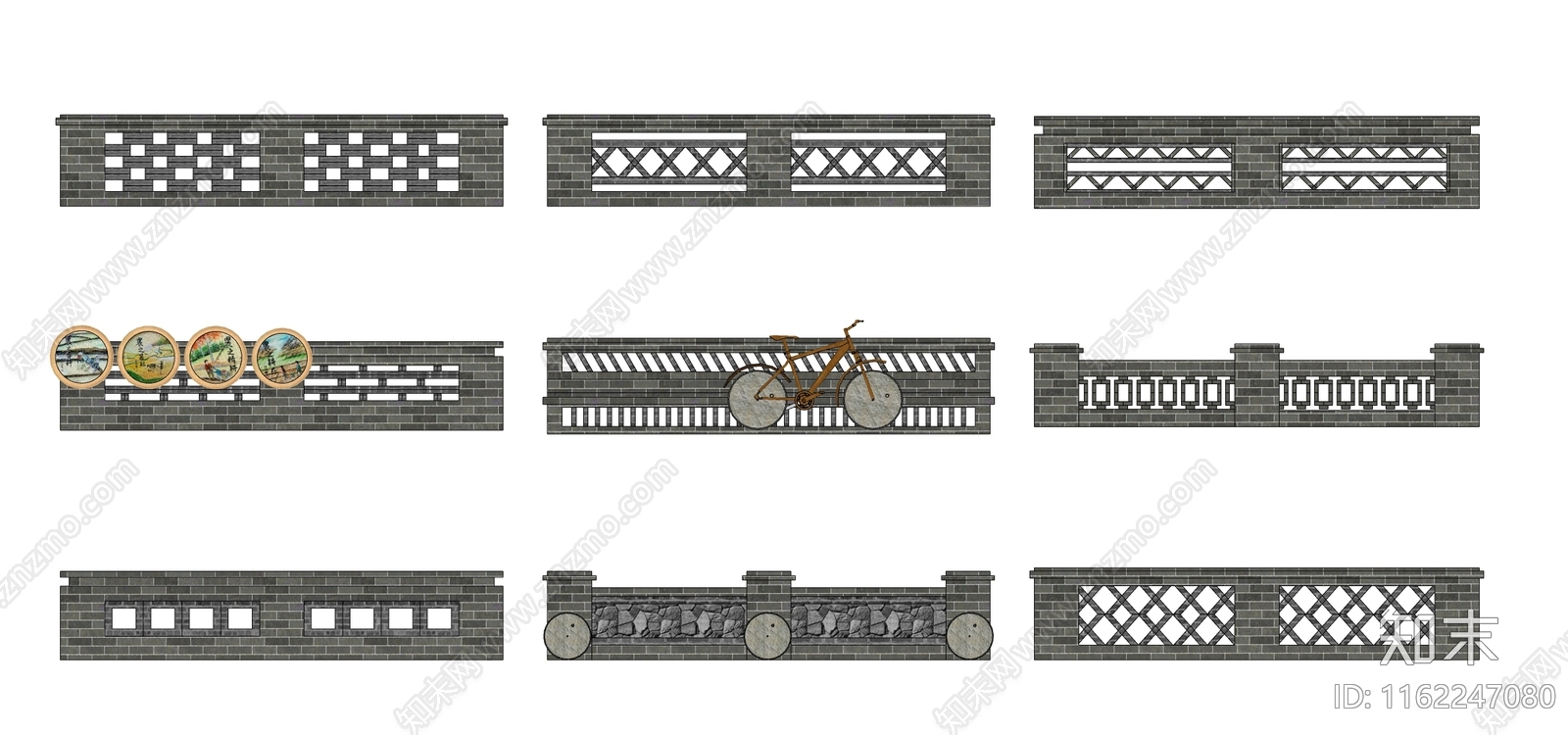 中式景观围墙SU模型下载【ID:1162247080】