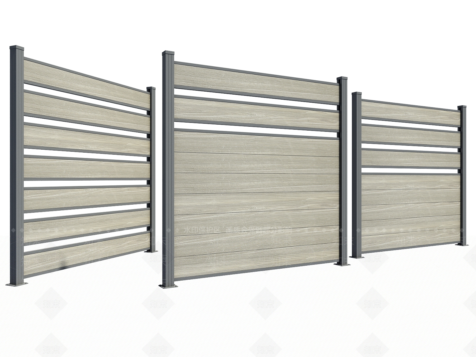 现代木塑栏杆3D模型下载【ID:1162247977】