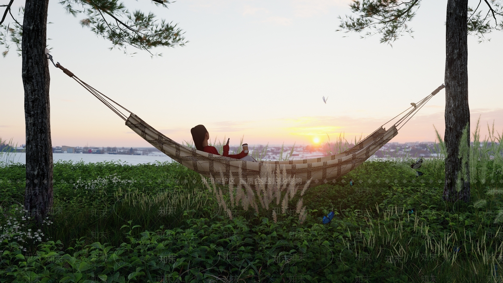 户外吊床SU模型下载【ID:1162248799】