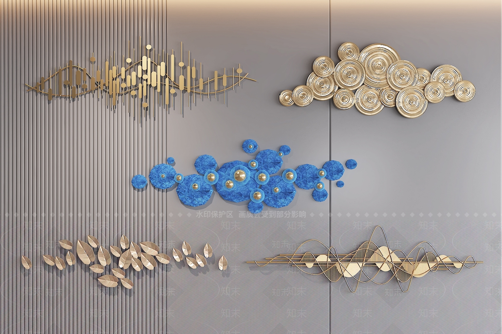 现代轻奢墙饰挂件立体画3D模型下载【ID:1162251011】