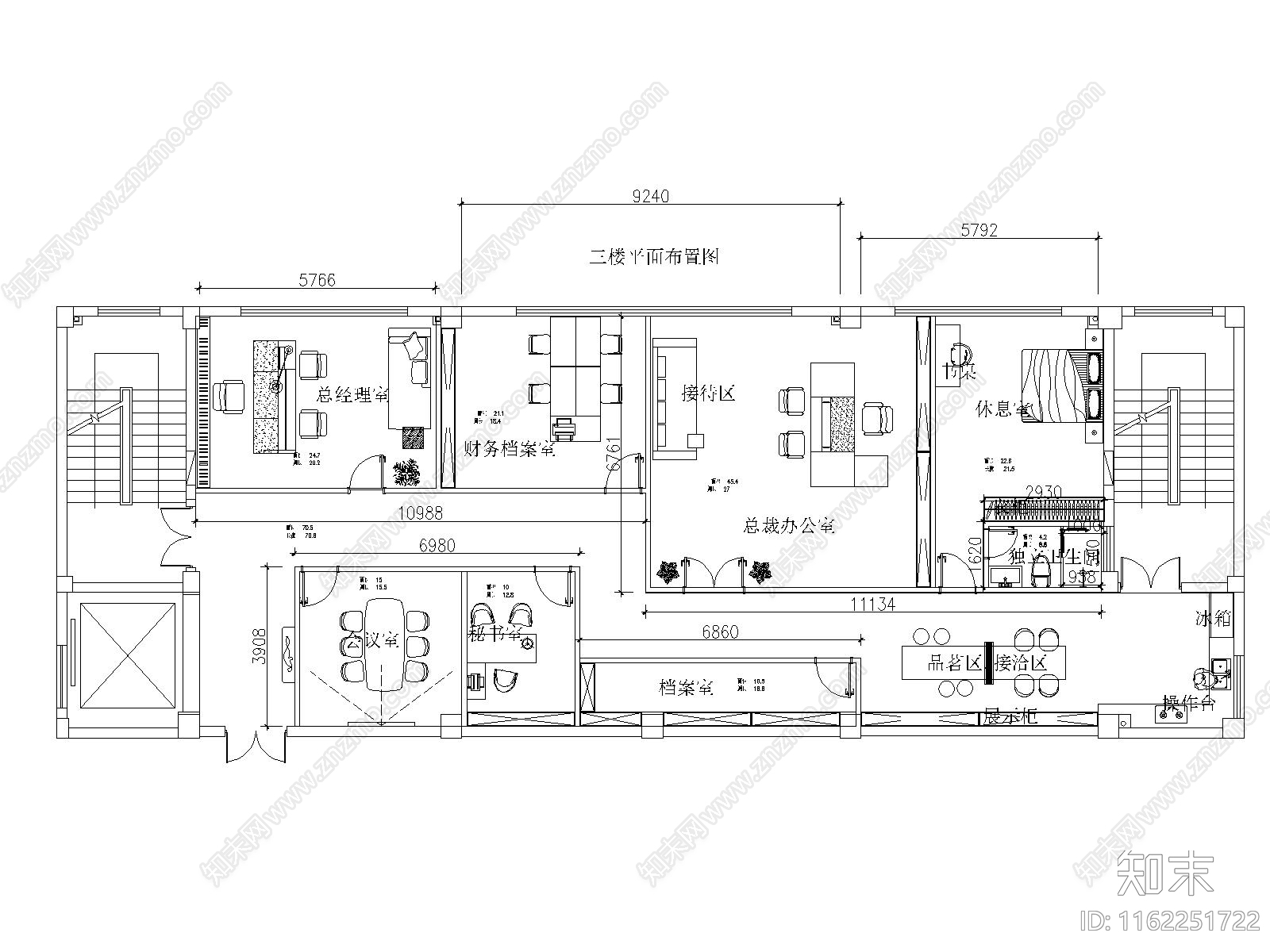 某企业三层办公室平面布置图多方案cad施工图下载【ID:1162251722】