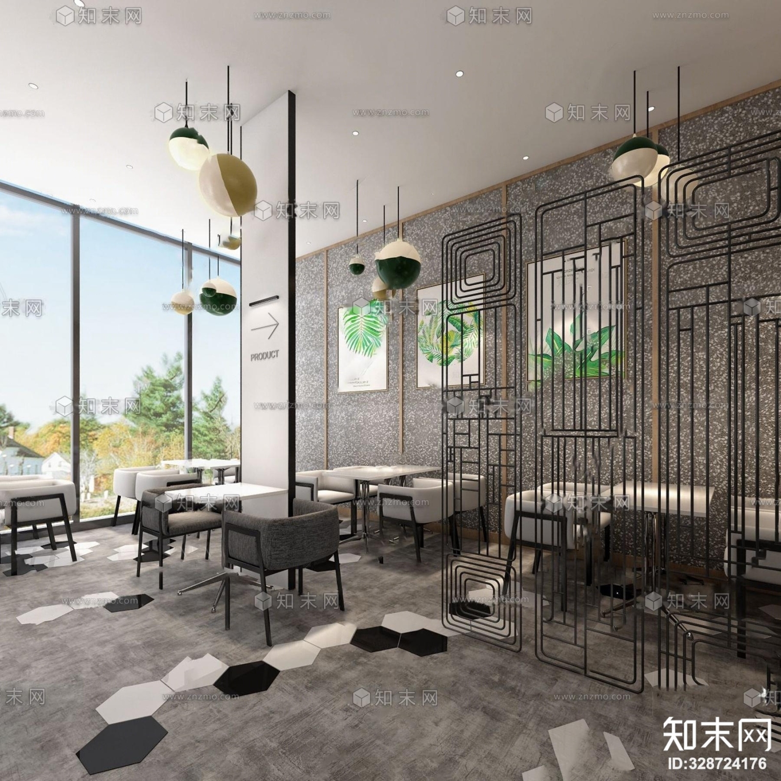 现代茶餐厅3D模型下载【ID:328724176】