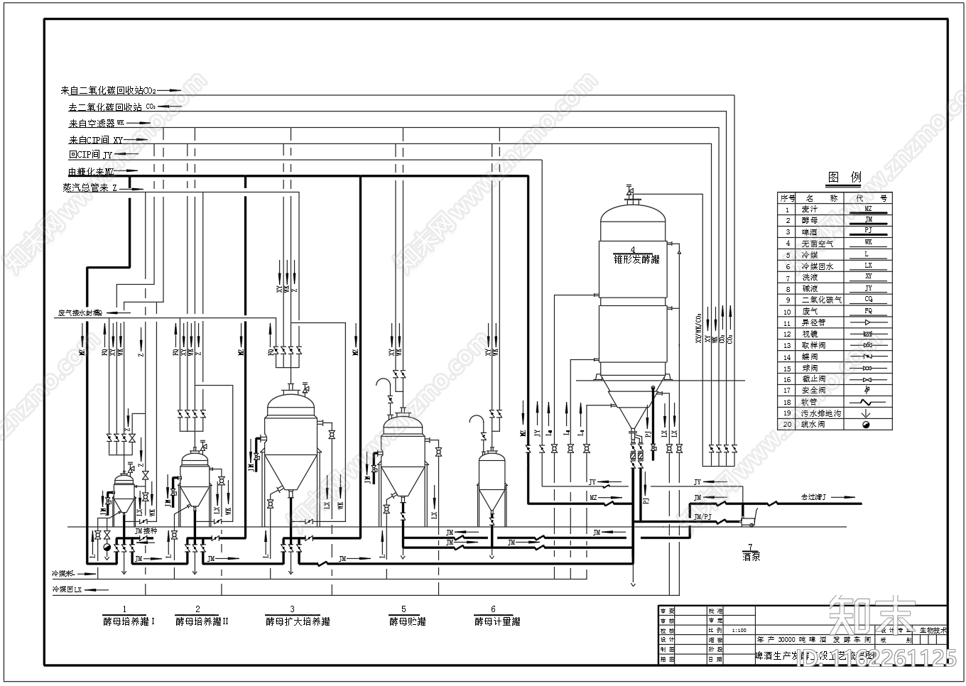 带控制点啤酒生产发酵工艺流程图施工图下载【ID:1162261125】