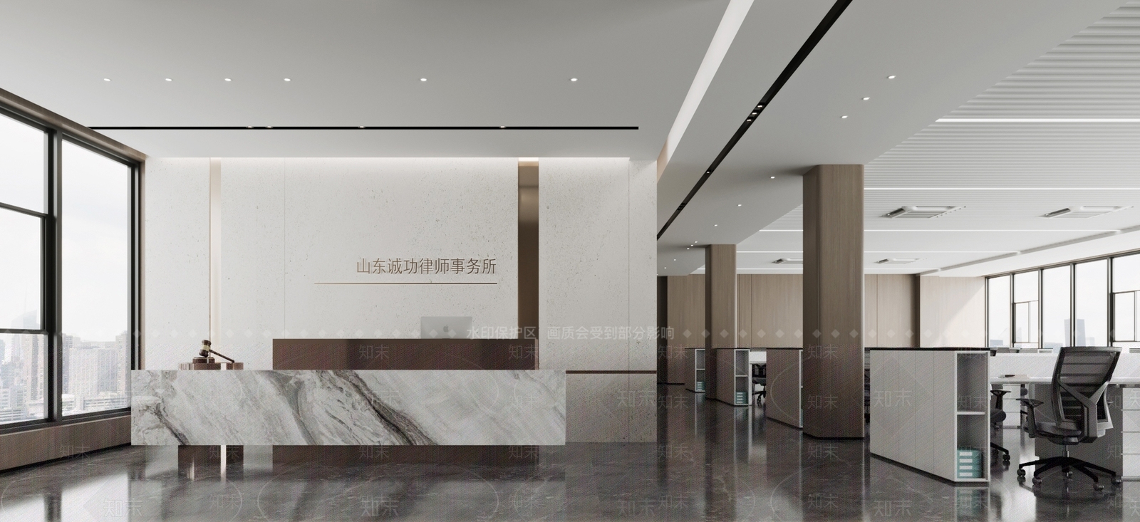 现代办公门厅公共办公室3D模型下载【ID:1162261884】